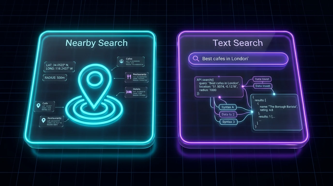 Google Places API: Nearby Search vs Text Search (New) Compared (2026)